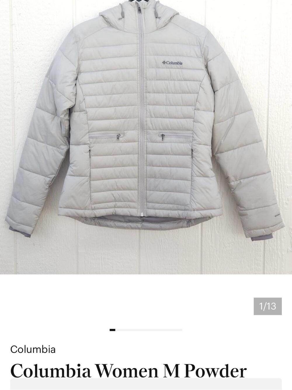 Columbia Women M Powder Lite Hooded Jacket Coat‎ Puffer Natural Omni Shield NWOT